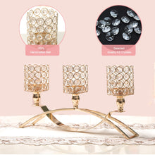 Load image into Gallery viewer, 3 Arms Crystal Candelabra Tealight Candle Holders
