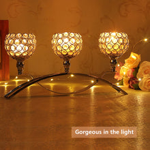 Load image into Gallery viewer, 3 Arms Crystal Candelabra Tealight Candle Holders
