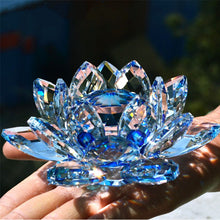 Load image into Gallery viewer, Quartz Crystal Lotus Flower Crafts Glass Paperweight
