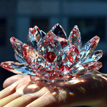 Load image into Gallery viewer, Quartz Crystal Lotus Flower Crafts Glass Paperweight
