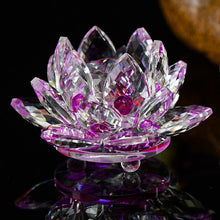 Load image into Gallery viewer, Quartz Crystal Lotus Flower Crafts Glass Paperweight
