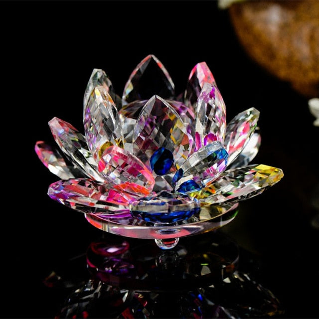 Quartz Crystal Lotus Flower Crafts Glass Paperweight