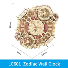 Load image into Gallery viewer, Robotime Zodiac Wall Clock 3d Wooden Puzzle Model - beesdecorpro
