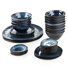 Load image into Gallery viewer, VANCASSO Starry Blue 11/22/33-Piece Ceramic Tableware Dinner Set - beesdecorpro
