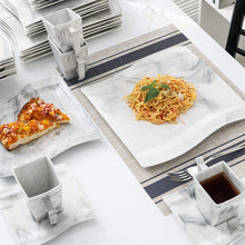 Load image into Gallery viewer, MALACASA FLORA 56-Piece Marble Grey Porcelain Dinner Set
