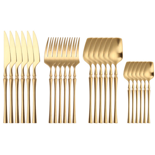 24 Piece Set Forks Knives Spoons Dinnerware Set - beesdecorpro