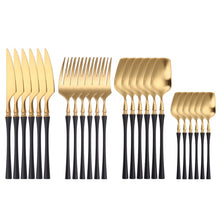 Load image into Gallery viewer, 24 Piece Set Forks Knives Spoons Dinnerware Set - beesdecorpro
