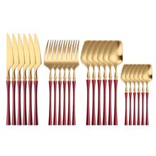 Load image into Gallery viewer, 24 Piece Set Forks Knives Spoons Dinnerware Set - beesdecorpro
