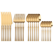 Load image into Gallery viewer, 24 Piece Set Forks Knives Spoons Dinnerware Set - beesdecorpro
