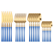 Load image into Gallery viewer, 24 Piece Set Forks Knives Spoons Dinnerware Set - beesdecorpro
