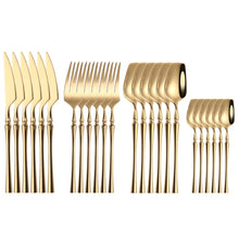 Load image into Gallery viewer, 24 Piece Set Forks Knives Spoons Dinnerware Set - beesdecorpro
