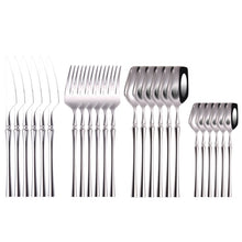 Load image into Gallery viewer, 24 Piece Set Forks Knives Spoons Dinnerware Set - beesdecorpro
