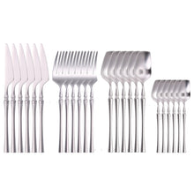 Load image into Gallery viewer, 24 Piece Set Forks Knives Spoons Dinnerware Set - beesdecorpro
