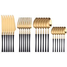 Load image into Gallery viewer, 24 Piece Set Forks Knives Spoons Dinnerware Set - beesdecorpro
