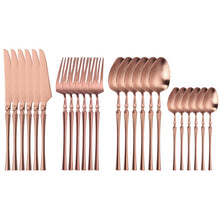 Load image into Gallery viewer, 24 Piece Set Forks Knives Spoons Dinnerware Set - beesdecorpro
