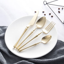 Load image into Gallery viewer, 24 Piece Set Forks Knives Spoons Dinnerware Set - beesdecorpro
