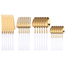 Load image into Gallery viewer, 24 Piece Set Forks Knives Spoons Dinnerware Set - beesdecorpro
