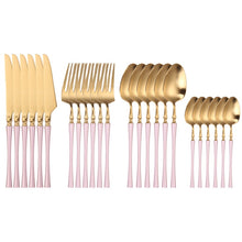 Load image into Gallery viewer, 24 Piece Set Forks Knives Spoons Dinnerware Set - beesdecorpro
