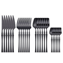 Load image into Gallery viewer, 24 Piece Set Forks Knives Spoons Dinnerware Set - beesdecorpro
