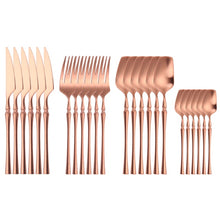 Load image into Gallery viewer, 24 Piece Set Forks Knives Spoons Dinnerware Set - beesdecorpro
