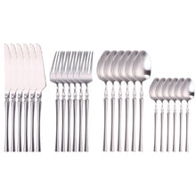 Load image into Gallery viewer, 24 Piece Set Forks Knives Spoons Dinnerware Set - beesdecorpro
