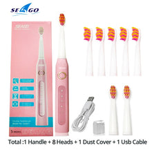 Load image into Gallery viewer, Seago Sonic Electric Toothbrush SG-507 Adult Timer Brush Set - beesdecorpro
