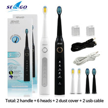 Load image into Gallery viewer, Seago Sonic Electric Toothbrush SG-507 Adult Timer Brush Set - beesdecorpro
