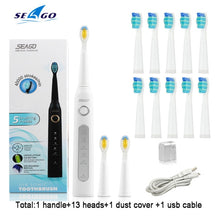 Load image into Gallery viewer, Seago Sonic Electric Toothbrush SG-507 Adult Timer Brush Set - beesdecorpro
