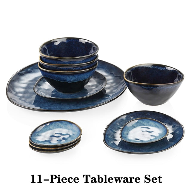VANCASSO Starry Blue 11/22/33-Piece Ceramic Tableware Dinner Set - beesdecorpro