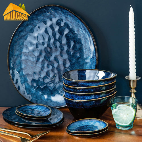 VANCASSO Starry Blue 11/22/33-Piece Ceramic Tableware Dinner Set - beesdecorpro