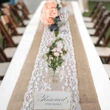 Load image into Gallery viewer, Elegant Jute Table Runner Burlap Lace Table Cloth - beesdecorpro
