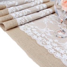 Load image into Gallery viewer, Elegant Jute Table Runner Burlap Lace Table Cloth - beesdecorpro
