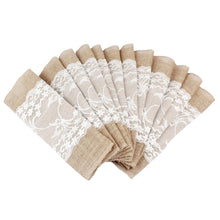 Load image into Gallery viewer, Elegant Jute Table Runner Burlap Lace Table Cloth - beesdecorpro
