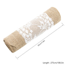 Load image into Gallery viewer, Elegant Jute Table Runner Burlap Lace Table Cloth - beesdecorpro
