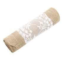 Load image into Gallery viewer, Elegant Jute Table Runner Burlap Lace Table Cloth - beesdecorpro
