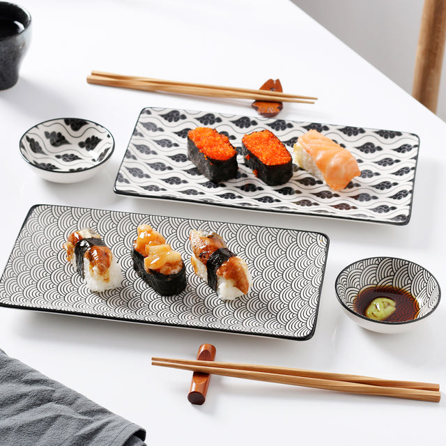 Vancasso Haruka Japanese Style Porcelain Sushi Plate Set
