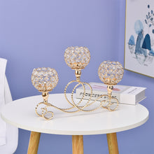 Load image into Gallery viewer, 3 Arms Crystal Candelabra Tealight Candle Holders
