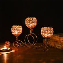Load image into Gallery viewer, 3 Arms Crystal Candelabra Tealight Candle Holders
