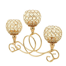 Load image into Gallery viewer, 3 Arms Crystal Candelabra Tealight Candle Holders

