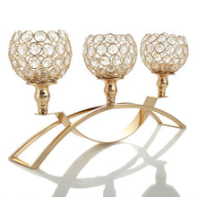 Load image into Gallery viewer, 3 Arms Crystal Candelabra Tealight Candle Holders
