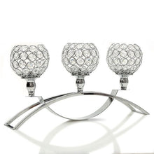 Load image into Gallery viewer, 3 Arms Crystal Candelabra Tealight Candle Holders
