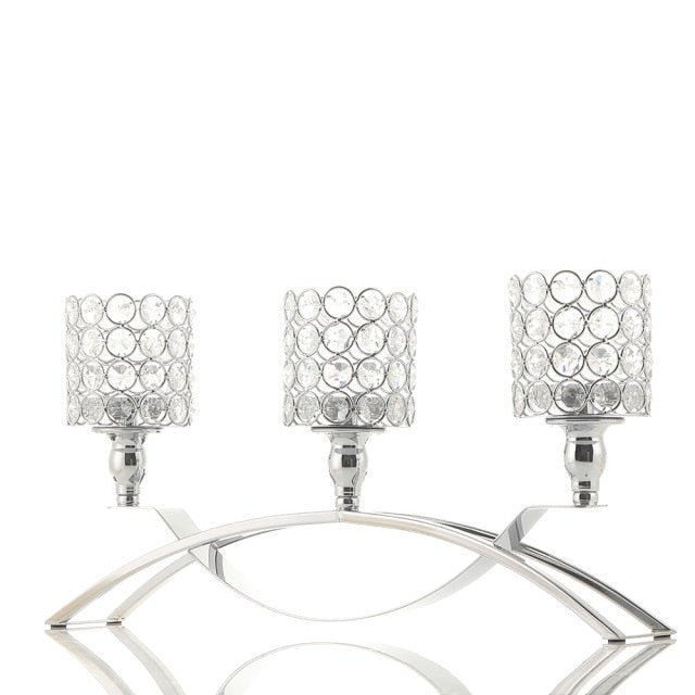 3 Arms Crystal Candelabra Tealight Candle Holders