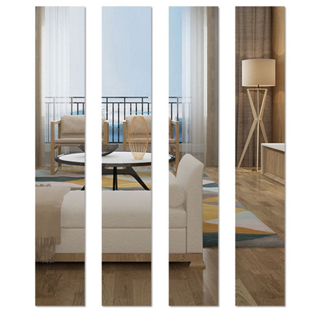 Detachable Mirror Stripe Wall Decor For Living Room Bedroom
