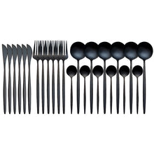 Load image into Gallery viewer, 24PCS Dinnerware Set Glossy Stainless Steel
