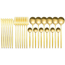 Load image into Gallery viewer, 24PCS Dinnerware Set Glossy Stainless Steel

