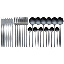 Load image into Gallery viewer, 24PCS Dinnerware Set Glossy Stainless Steel
