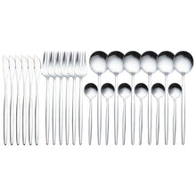 Load image into Gallery viewer, 24PCS Dinnerware Set Glossy Stainless Steel
