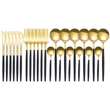 Load image into Gallery viewer, 24PCS Dinnerware Set Glossy Stainless Steel
