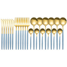 Load image into Gallery viewer, 24PCS Dinnerware Set Glossy Stainless Steel
